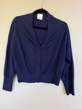 Allude Navy Button-Front Women's Cardigan Sweater